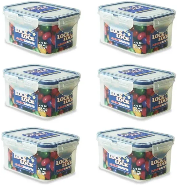 Lock & Lock Rectangular Water Tight Food Container Set of 6