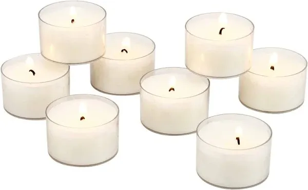 Stonebriar Unscented Long Burning Clear Cup Tealight Candles with 8 Hour Burn Time