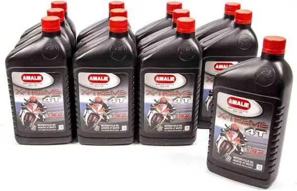 AMALIE X-TREME MAX 4T SN 10W-40 Motorcycle Oil (160-72676-56) 1 Quart Bottle, Pack of 12