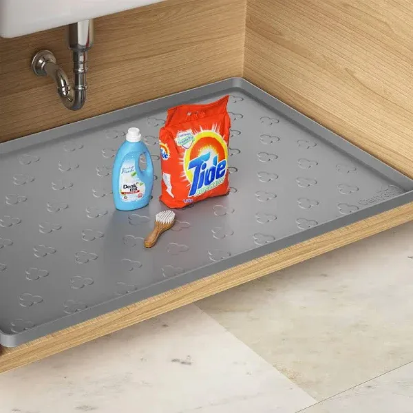 Under Sink Mat - Waterproof Kitchen Cabinet Tray - 34&#034; x 22&#034; Flexible Silicon...