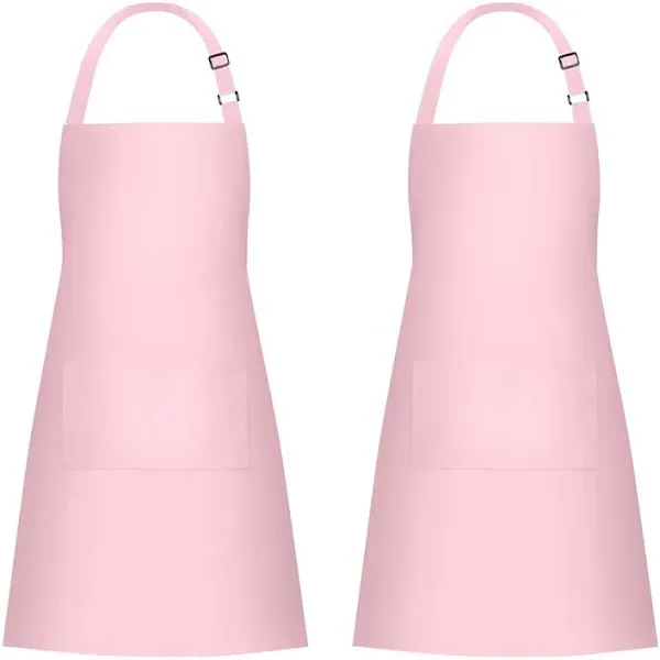 Jubatus 2 Pack 100% Cotton Aprons with 2 Pockets Cooking Chef Kitchen Adjustable Bib Apron for Women Men