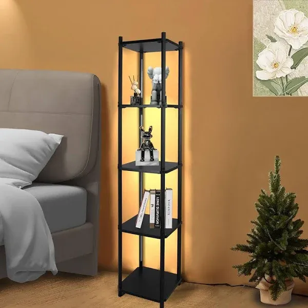 5 Tier Corner Shelf with LED Light