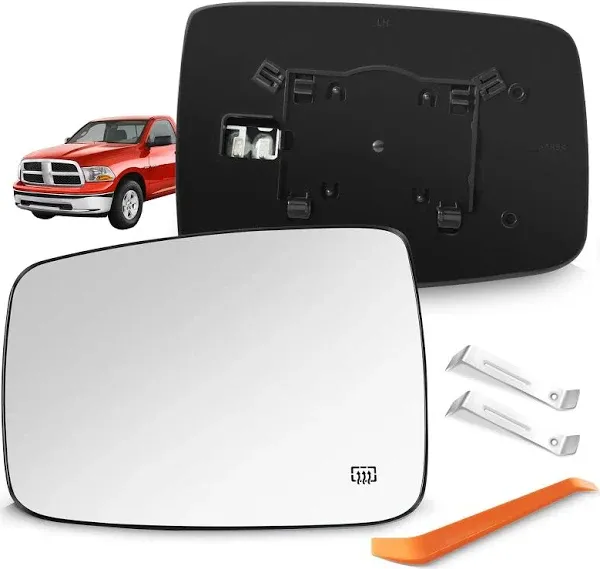 Left Driver Side Mirror Glass Power Heated Fit For Dodge Ram 1500 2500 2012-2019