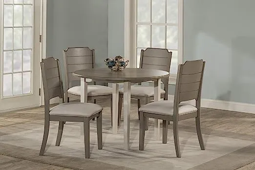 Hillsdale Furniture Clarion Five (5) Piece Round Drop Leaf Dining Set with Side Chairs, Sea White