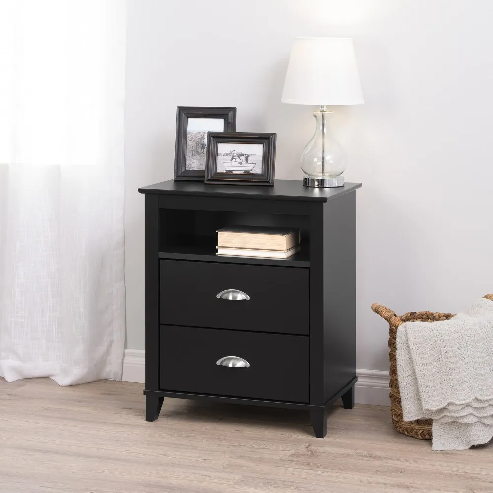 Prepac Nightstand 23&#034;W x 28&#034;H 2-Drawer Rectangle Composite Sturdy Wood Black