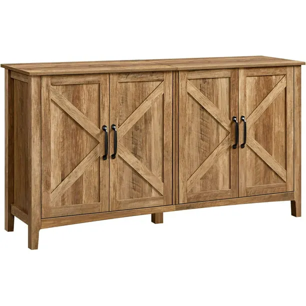 VASAGLE Storage Cabinet, Buffet Cabinet, Sideboard, Credenza, with Adjustable Shelves, for Living Room, Entryway, Rustic Walnut ULSC381T41