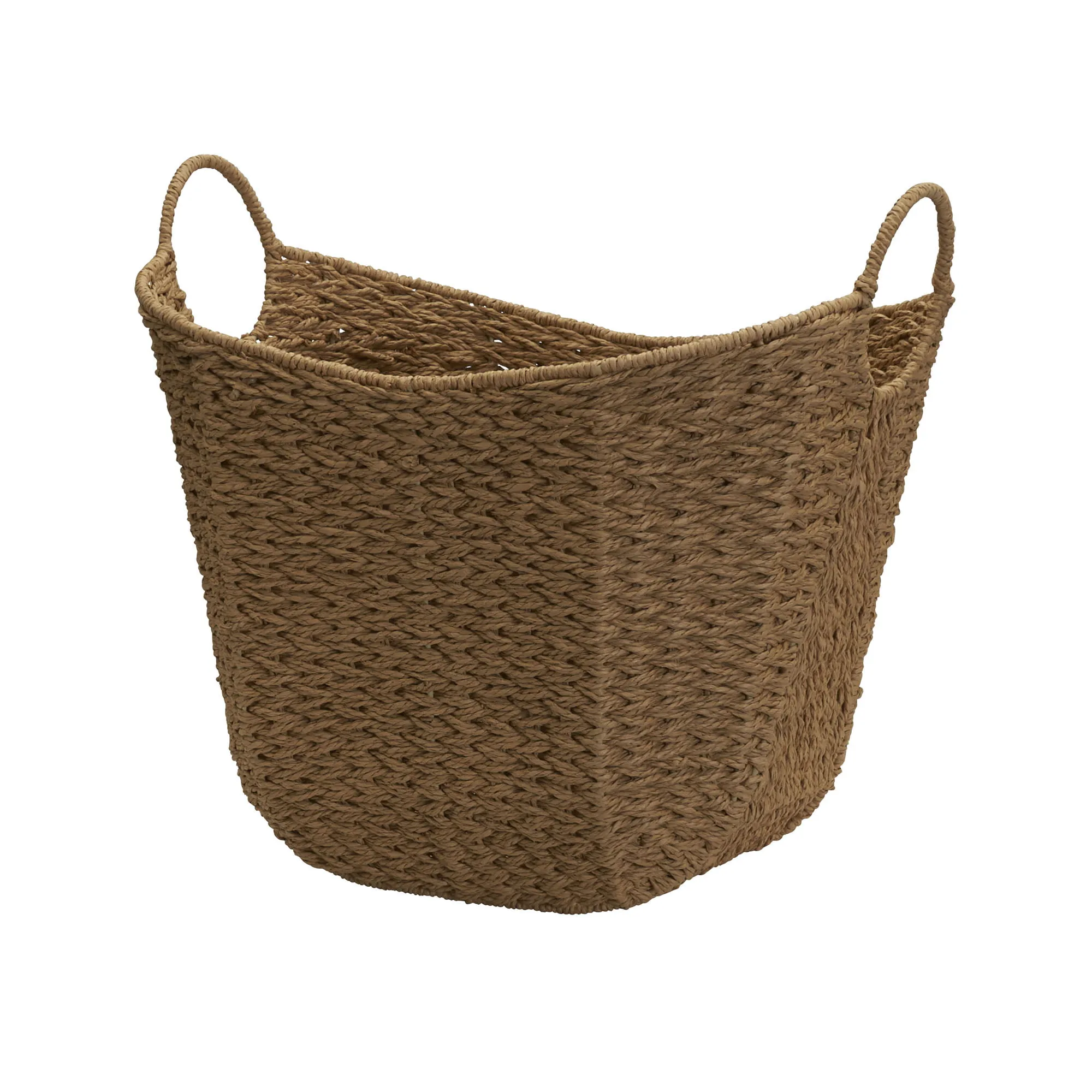 Household Essentials Natural Brown Wicker Storage Basket with Handles Large Paper Rope