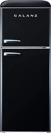 Galanz GLR40TBKER Retro Compact Refrigerator, Mini Fridge with Dual Doors, Adjustable Mechanical Thermostat with Freezer, 4.0 Cu Ft, Black