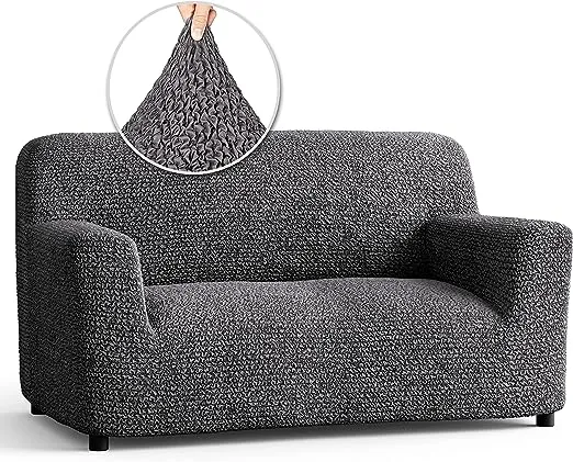 Mamma Mia Covers Loveseat Slipcover - Oversized Chair Cover - Stretch Couch Cover - Cushion Love Seat Sofa Cover - 1-Piece Form Fit Washable Protector - Microfibra Collection - Dark Grey