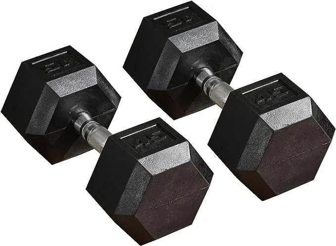 Soozier 2x12/2x15/2x40/2x45/2x50lbs Hex Dumbbell Set of 2, Rubber Weights Exercise Fitness Dumbbell with Non-Slip Handles, Anti-roll, for Women or Men Home Gym Workout