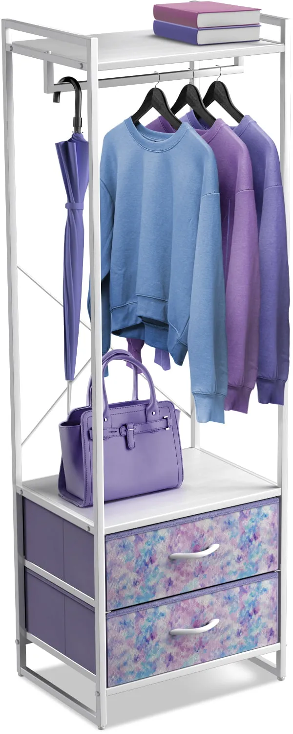 Sorbus Clothing Rack with Drawers and Wood Top