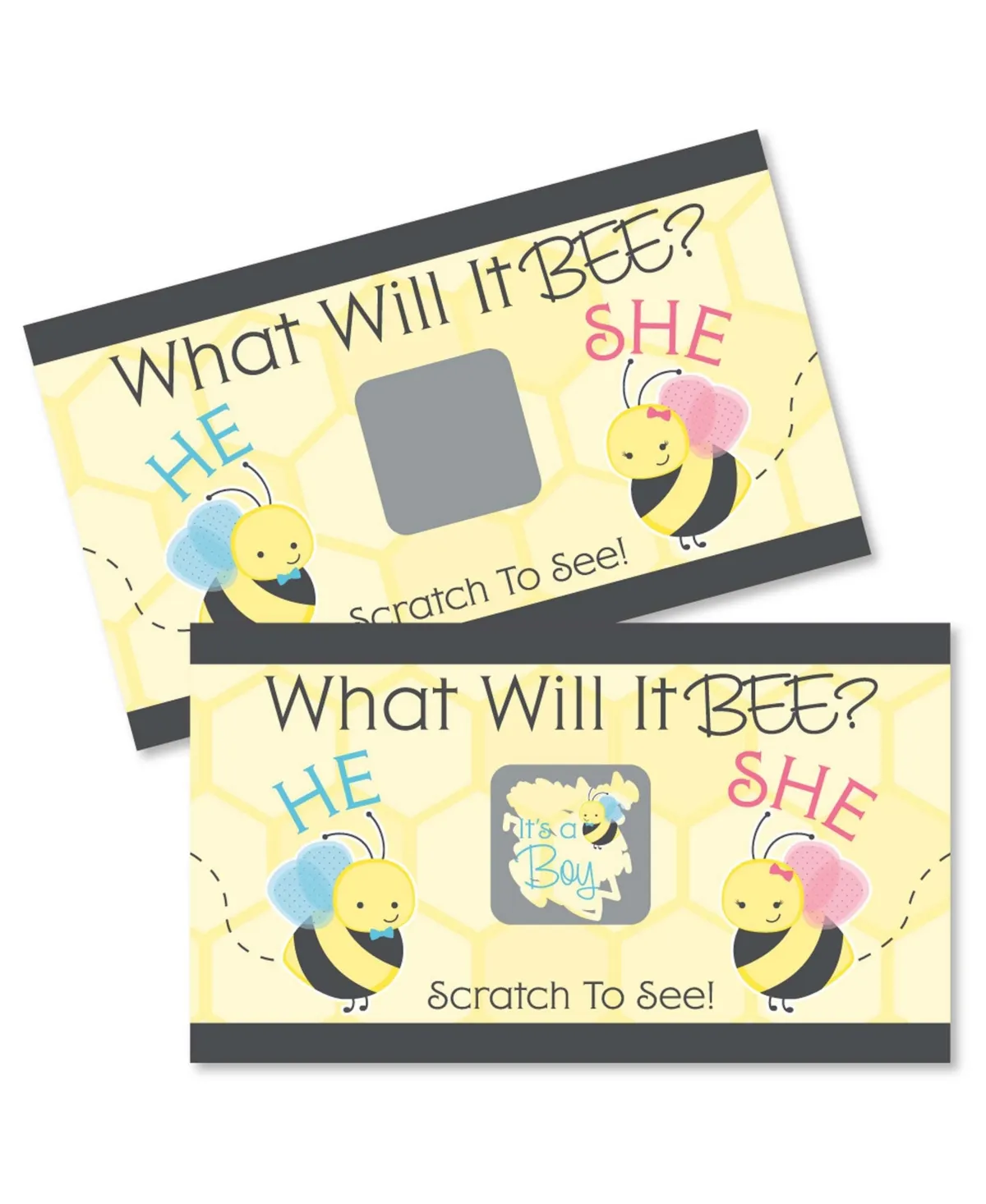 Boy Bee Gender Reveal - What Will It Bee? Gender Reveal Scratch Off Cards - Baby ...