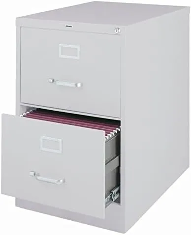 Hirsh Industries 25" Deep Vertical File Cabinet 2-Drawer Legal Size, Light Gray, 14414