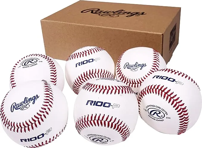 Rawlings | Raised Seam Practice Baseballs | R100-P | High School/Youth | 6 Count