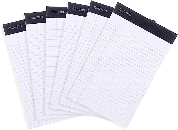 Mintra Office Legal Pads - ((PREMIUM WHITE 6pk, 8.5in x 11in, NARROW RULED)) - 50 Sheets per Notepad, Micro perforated Writing Pad, Notebook Paper for School, College, Office, ProfessionalMintra Office Legal Pads - ((PREMIUM WHITE 6pk, 8.5in x 11in, NARR