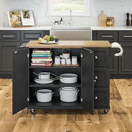 Dolly Madison Kitchen Cart with Wood Top by Homestyles