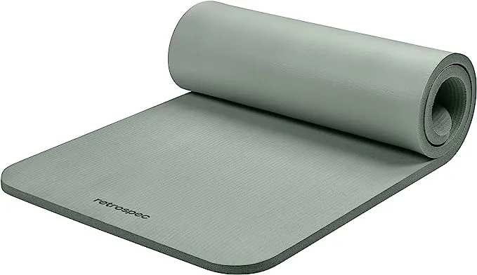 Solana Yoga Mat 1&#034; Thick w Nylon Strap for Men Women Non Slip Exercise Mat for