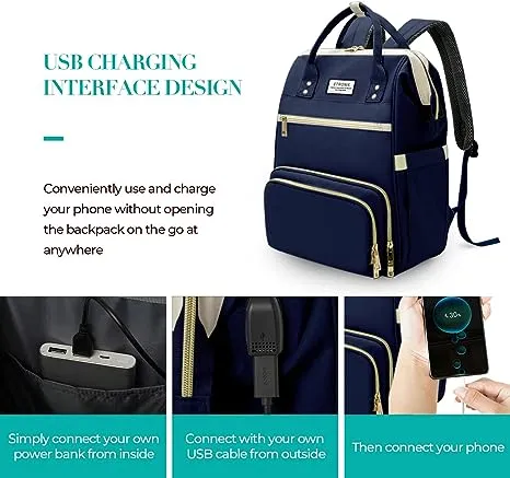 Lunch Backpack for Women,15.6Inch Laptop Backpack with USB Charging Port