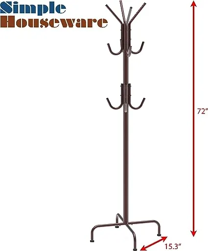 SimpleHouseware Standing Coat and Hat Hanger Organizer Rack, Bronze