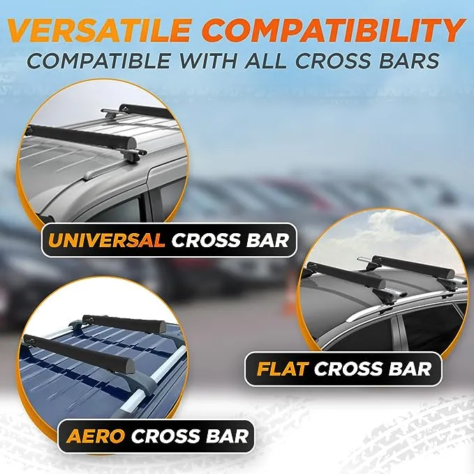 RoofPax Universal Roof Rack Soft Pads and Easy Pull Straps for Cross Bars - The Ultimate Kayak Car Rack and Surfboard Roof Rack Pads for SUP, Canoe, and Vehicle Rooftop Bag