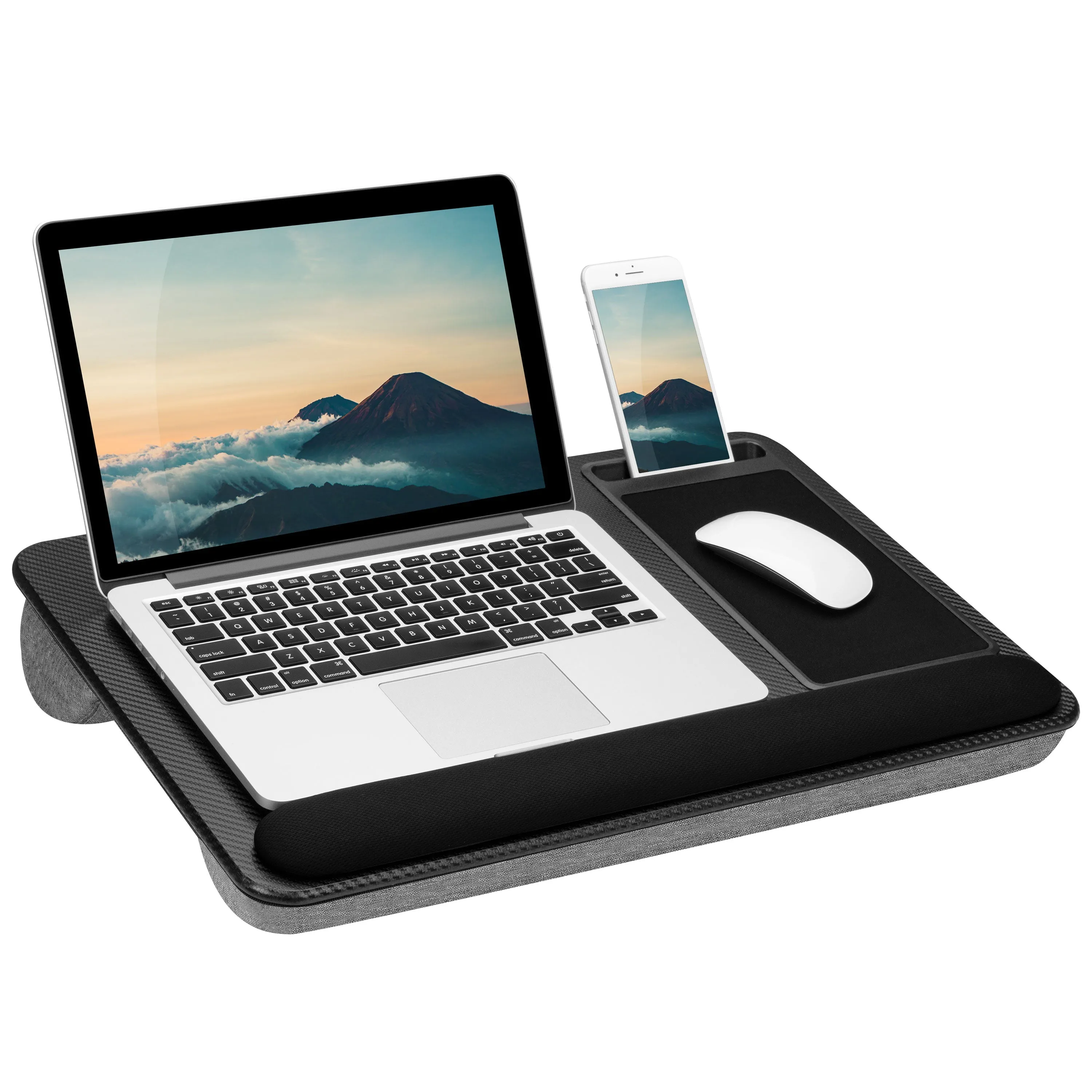 Lapgear Home Office Pro Lap Desk with Wrist Rest, Mouse Pad, and Black Carbon