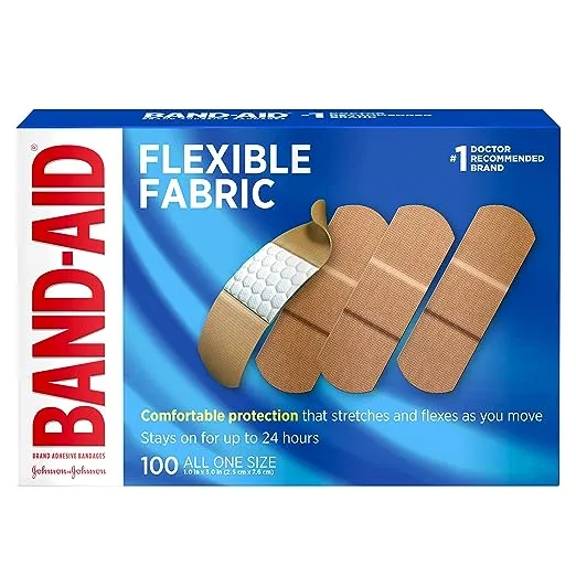 Band-Aid Brand Flexible Fabric Adhesive Bandages, All One Size, 100/Box (556241)