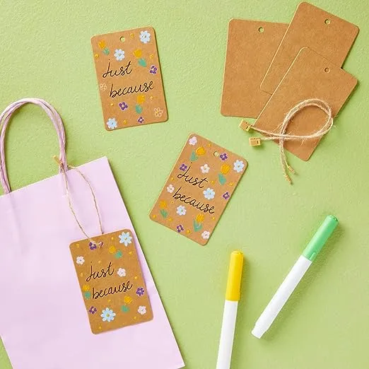 Juvale 200-Pack Kraft Paper Gift Tags with Jute Twine String, Large Blank Merchandise Price Labels 2.4 x 3.5, Bulk Brown Hang Tags for Wedding, Birthday, Holiday, Party Favor, Art and Craft Wrapping