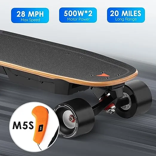 MEEPO MINI3S/MINI5 ER/Flow Electric Skateboard with Remote, Up to 32 MPH Top Speed, 24 Miles Range,330 LBS Load Capacity, Maple Cruiser for Adults and Teens, Mini5 ER