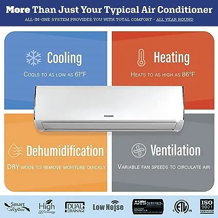 Pioneer Diamante Series 12,000 BTU 19 SEER 230V Ductless Mini-Split Air Conditioner Heat Pump