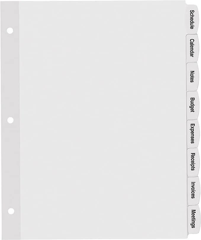 Avery Big Tab Printable White Label Tab Dividers