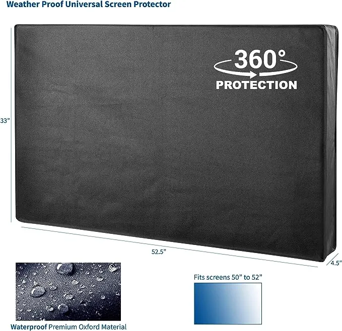 vivo Universal Outdoor Waterproof Weather Resistant Flat Screen Cover Protector for 55" to 58" TV (COVER-TV055B)