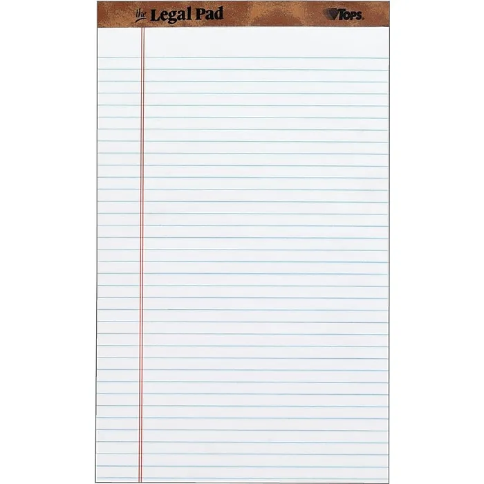 Tops 7573 Perforated Everyday Writing Legal Pad, 8.5 x 14 Inch, White, 12 Count (Pack of 1)Tops 7573 Perforated Everyday Writing Legal Pad, 8.5 x 14 Inch, White, 12 Count (Pack of 1)