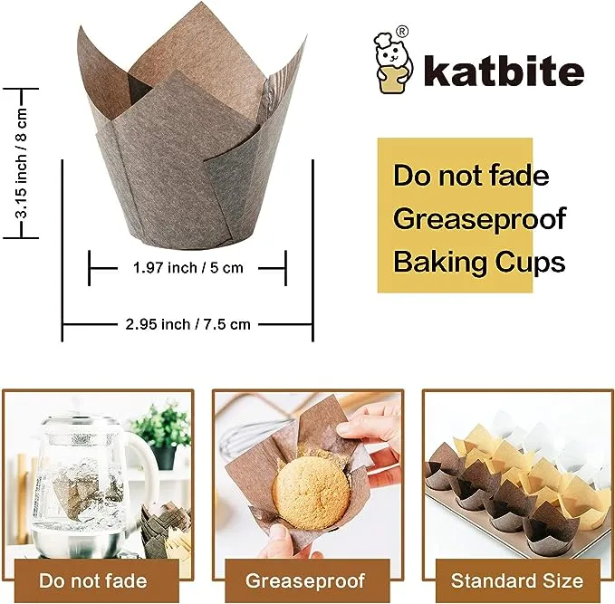 Katbite Tulip Cupcake Liners Holders 200PCS, Muffin Baking Cups, Cupcake Wrapper for Party, Wedding, Birthday, ChristmasKatbite Tulip Cupcake Liners Holders 200PCS, Muffin Baki…