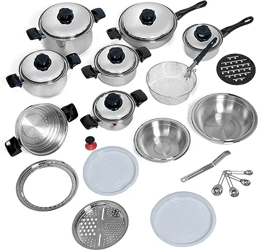 Chef's Secret 28 Piece 12-Element T304 Stainless Steel Waterless Cookware