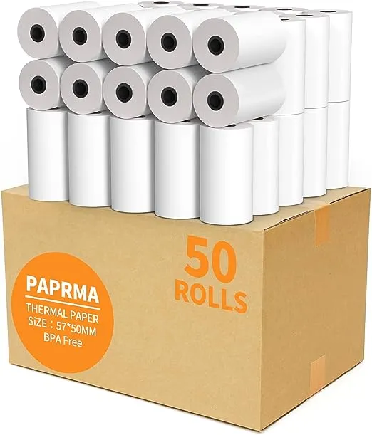 PAPRMA 2 1/4'' x 50' Receipt Paper Rolls POS Thermal Paper Cash Register Paper Rolls for Credit Card Machine(50 Rolls)PAPRMA 2 1/4'' x 50' Receipt Paper Rolls POS Thermal Pa…