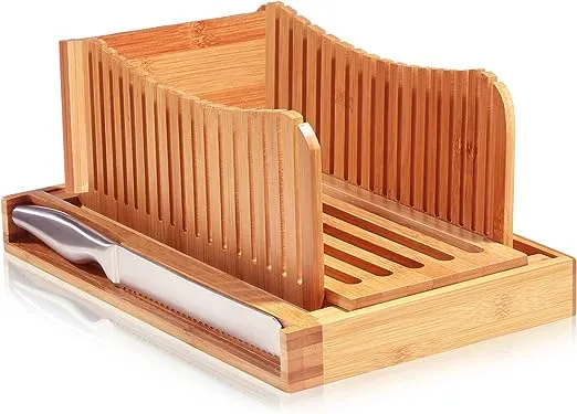 Bamboo Bread Slicer with Crumb Catcher Tray