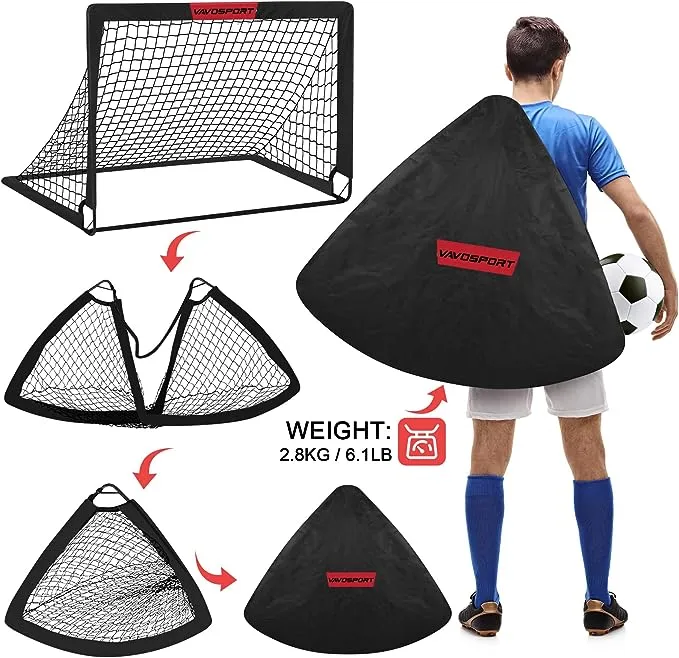 Kids Soccer Goals for Backyard Set - 2 of 4&#039; x 3&#039; Portable Soccer Goal Black