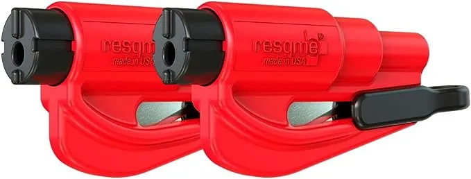 Resqme Pack of 2, The Original Emergency Keychain Car Escape Tool, 2-in-1 Seatbelt Cutter and Window Breaker, Made in USA, Safety Yellow