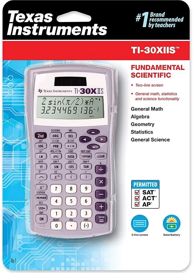 Texas Instruments TI-30X IIS 2-Line Scientific Calculator, LavenderTexas Instruments TI-30X IIS 2-Line Scientific Calculator,…