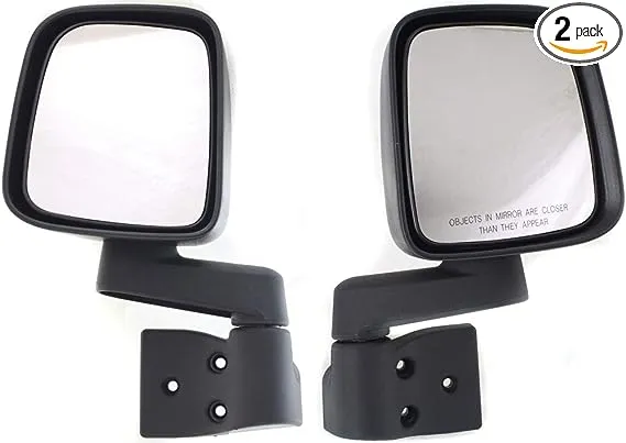 Kool Vue Mirror Set of 2 Compatible with 2003-2006 Jeep Wrangler & 2003-2006 TJ Driver and Passenger Side Manual Folding, Textured Black, Manual Glass