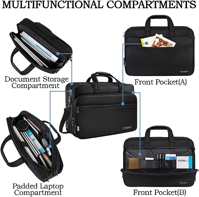 17 inch Laptop Bag, Travel Briefcase with Organizer, Expandable Large Hybrid