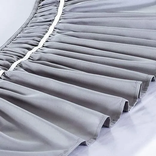 MEILA Wrap Around Bed Skirt Three Fabric Sides Elastic Dust Ruffled 16 Inch Tailored Drop,Easy to Install Fade Resistant-Grey, Queen/King