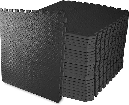 BalanceFrom 3/4 In. Extra Thick Puzzle Exercise Protective Flooring Mat with EVA Foam Interlocking Tiles for MMA, Exercise, Gymnastics and Home Gym Protective Flooring, 96 Sq.Ft.