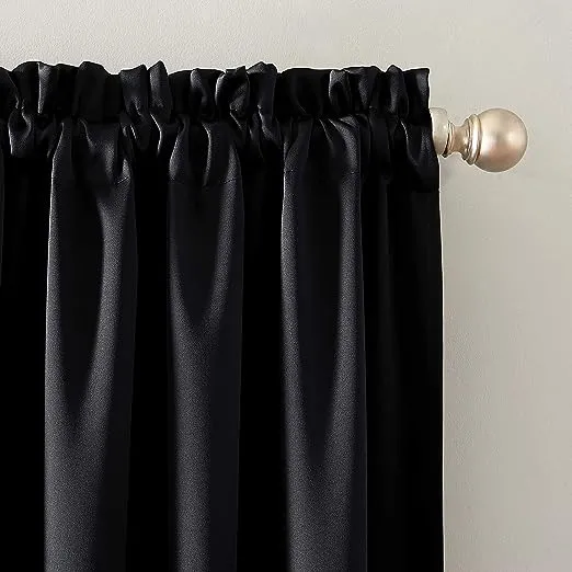 Sun Zero Oslo Theater Grade Extreme Total Blackout Rod Pocket Curtain Panel, 52" x 84", Black