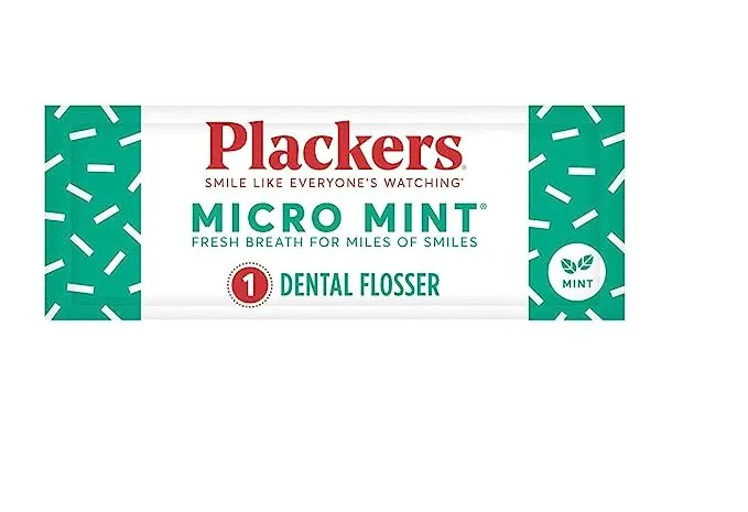 Plackers Micro Mint Dental Flossers, Fold-Out Toothpick, Super Tuffloss, Easy Storage with Sure-Zip Seal, Fresh Mint Flavor, 750 Count (Pack of 5)