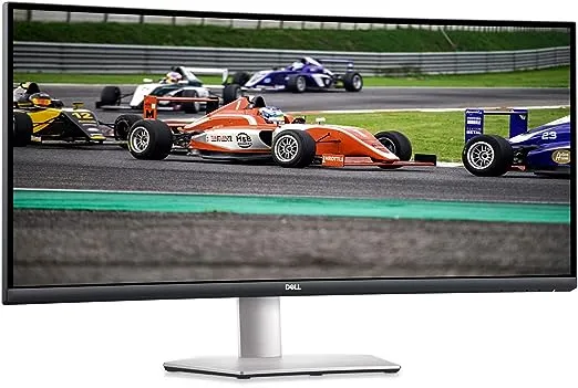 Dell S3422DW Curved Monitor - 34-inch WQHD (3440 x 1440) Display, 1800R Curved Screen, Built-in Dual 5W Speakers, 4ms Grey-to-Grey Response Time, 16.7 Million Colors - Silver
