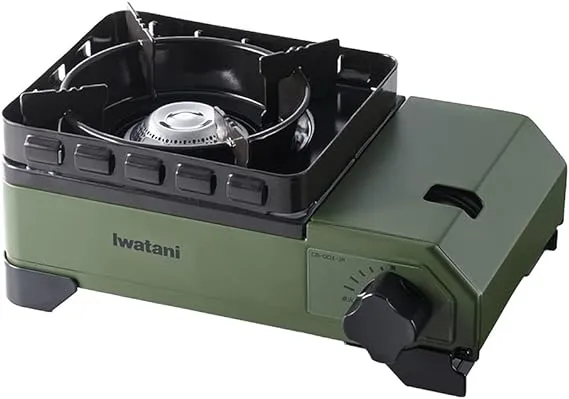 Iwatani Tough Maru Jr. Cassette Stove, Made in Japan, Dutch Oven Safe, Olive