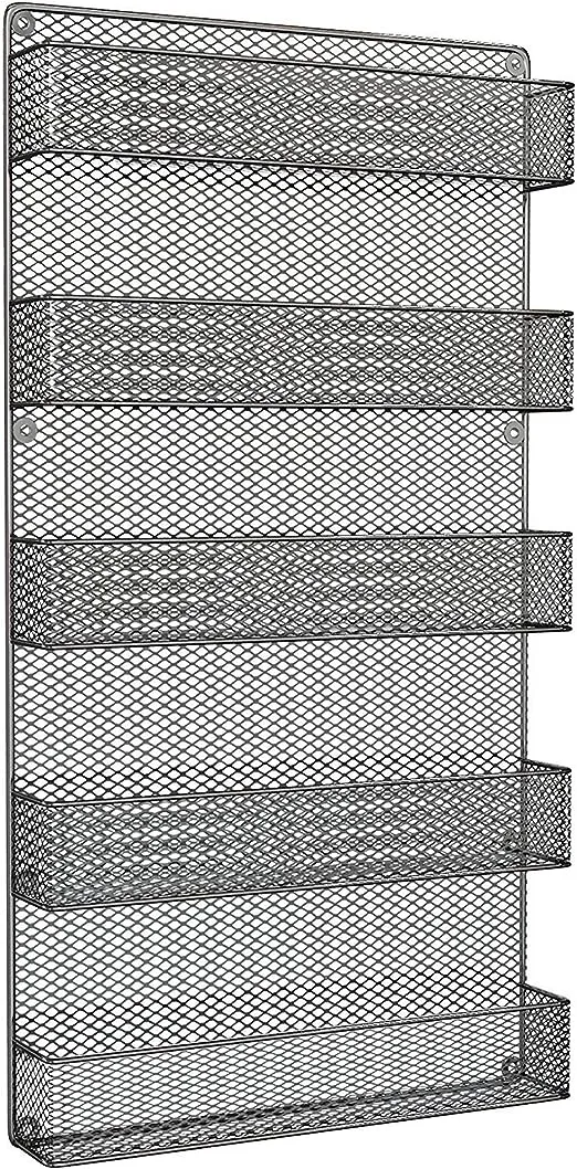 Spice Rack Organizer - Space-Saving Wall-Mount 5-Tier Wire Shelves for Pantry or Cabinets - Kitchen Organization and Storage by Home-Complete (Black)
