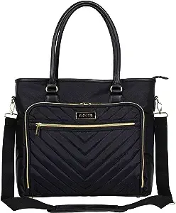 Kenneth Cole Reaction Chelsea Quilted Chevron 15" Laptop & Tablet Business Tote With Removeable Shoulder Strap, Navy