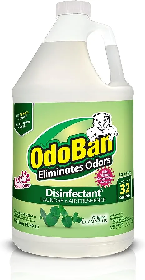 OdoBan Ready-to-Use Disinfectant and Odor Eliminator, Set of 3, 4 Ounce Travel Spray, 32 Ounce Spray, 1 Gallon Concentrate, Original Eucalyptus Scent